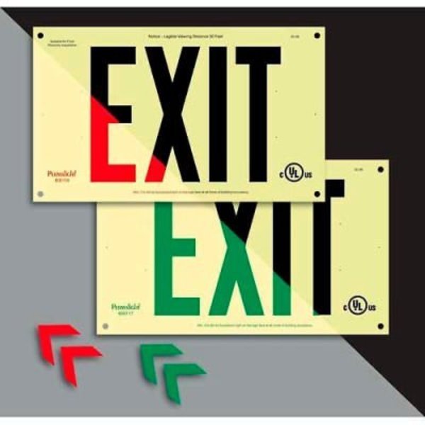 American Permalight Unframed Photoluminescent `Green' Exit Sign - Rigid Plastic 600117